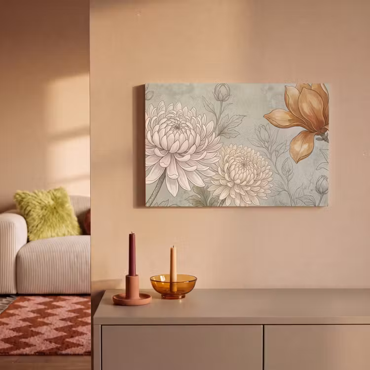 Illustratie - Bloemen - Groen canvas 2cm klein -sfeer1