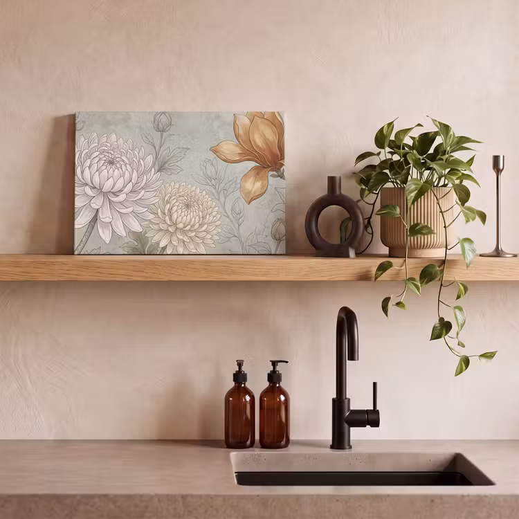 Illustratie - Bloemen - Groen canvas 2cm klein -sfeer3