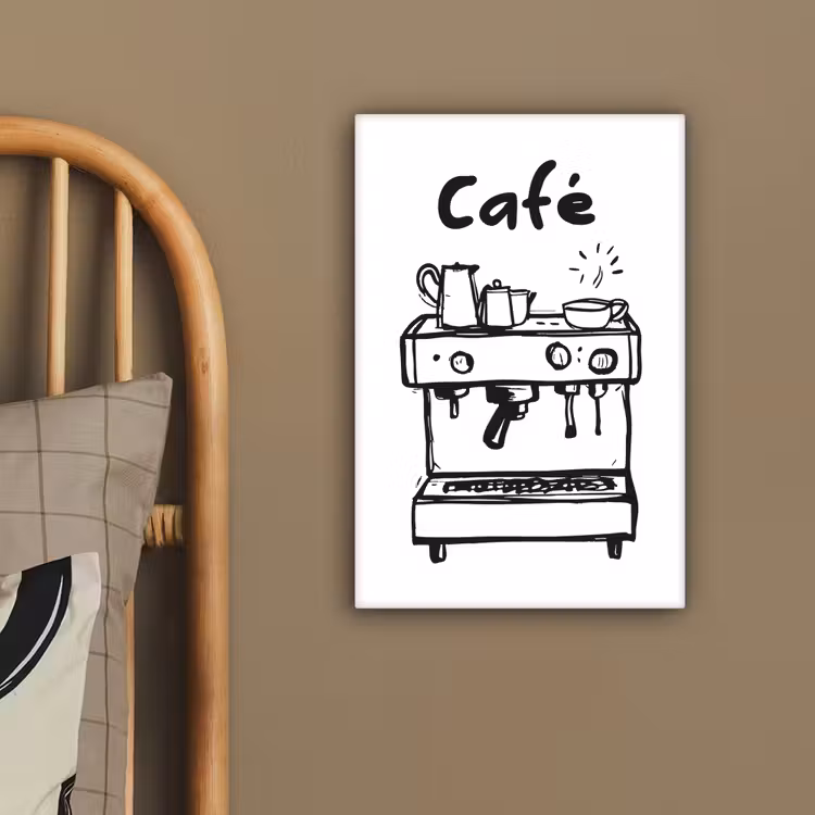 Illustratie - Café - Koffiemachine - Kopjes canvas 2cm klein -sfeer6