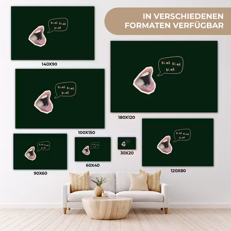 Illustratie - Mond - Donkergroen - Tekstwolkje canvas 2cm klein -Xsfeer8_DE