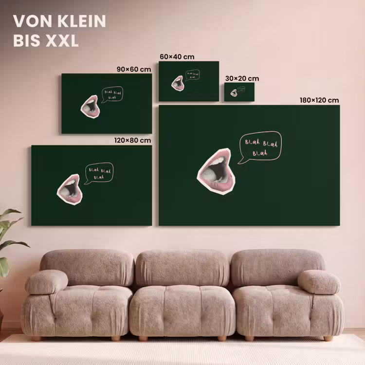 Illustratie - Mond - Donkergroen - Tekstwolkje canvas 2cm klein -Xsfeer8_DE