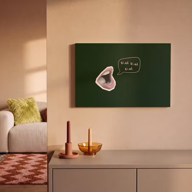 Illustratie - Mond - Donkergroen - Tekstwolkje canvas 2cm klein -sfeer1