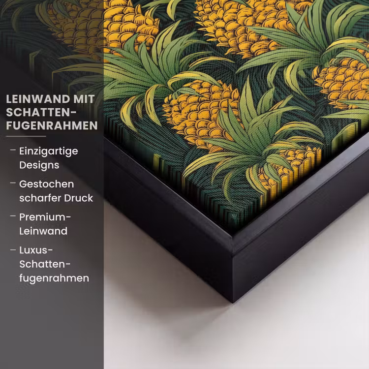 Illustratie - Patroon - Ananas Canvas met baklijst klein 1124 -uniquesellingpoint_productkenmerken_DE