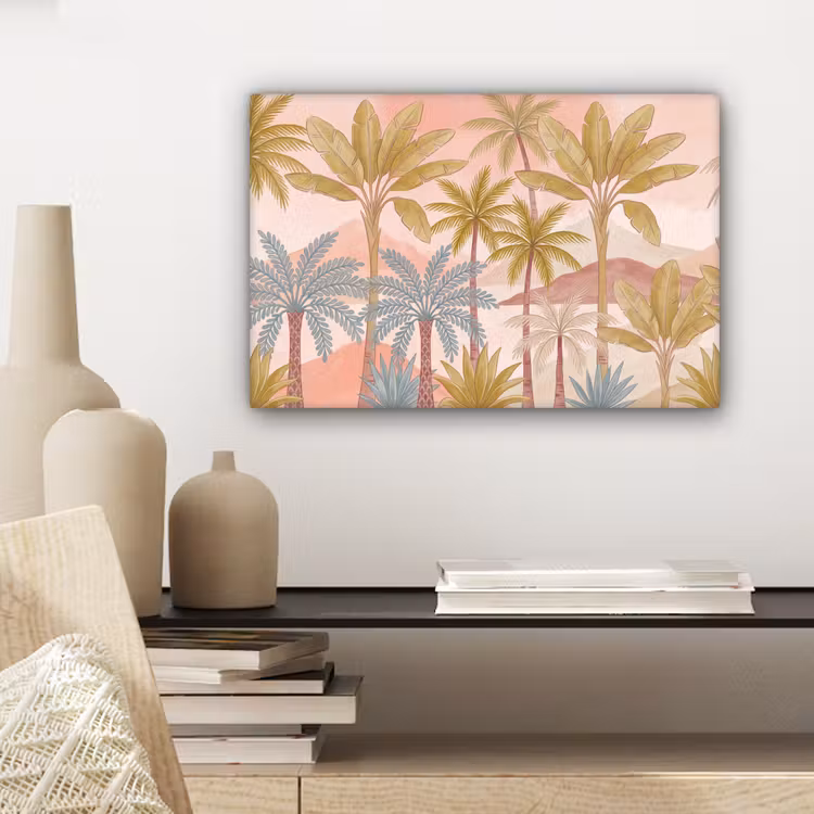 Illustratie - Palmbomen - Kleurrijk canvas 2cm klein -closeup_print_DE