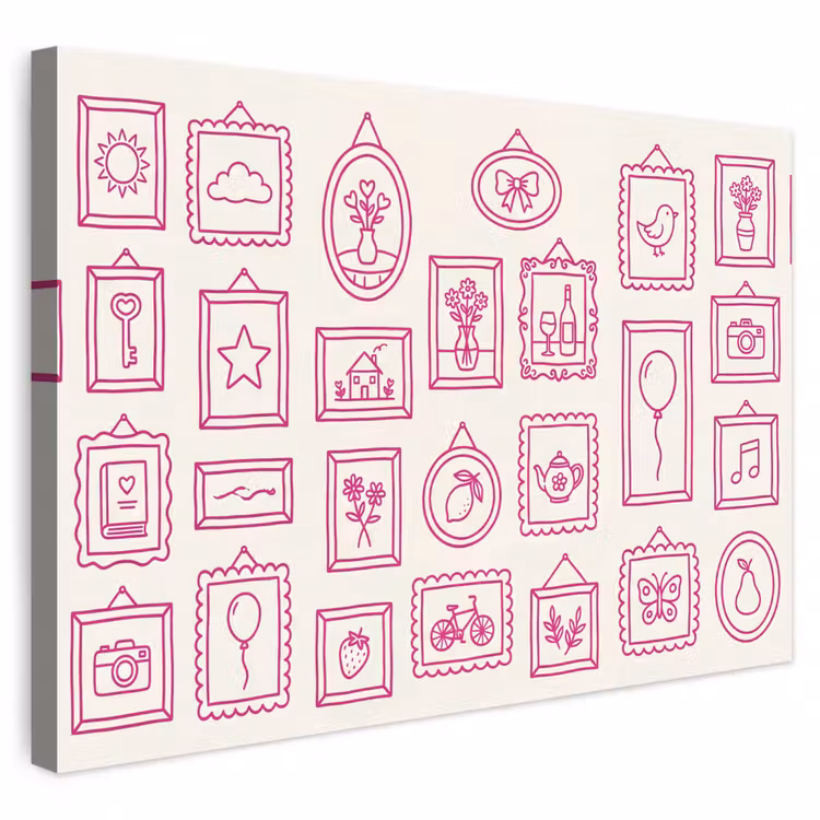 Illustratie - Collectie - Kunst - Minimalistisch - Roze canvas 2cm klein -3d