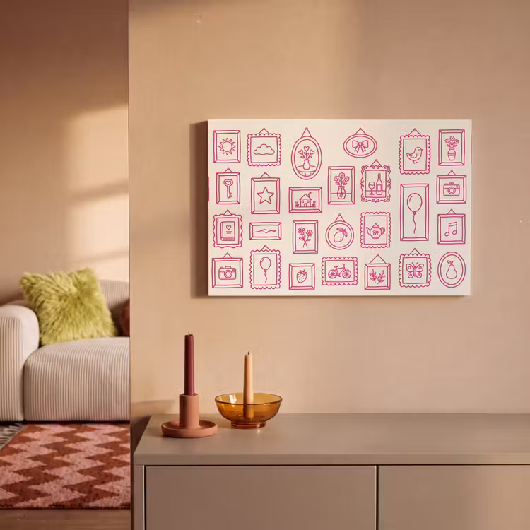 Illustratie - Collectie - Kunst - Minimalistisch - Roze canvas 2cm klein -sfeer1