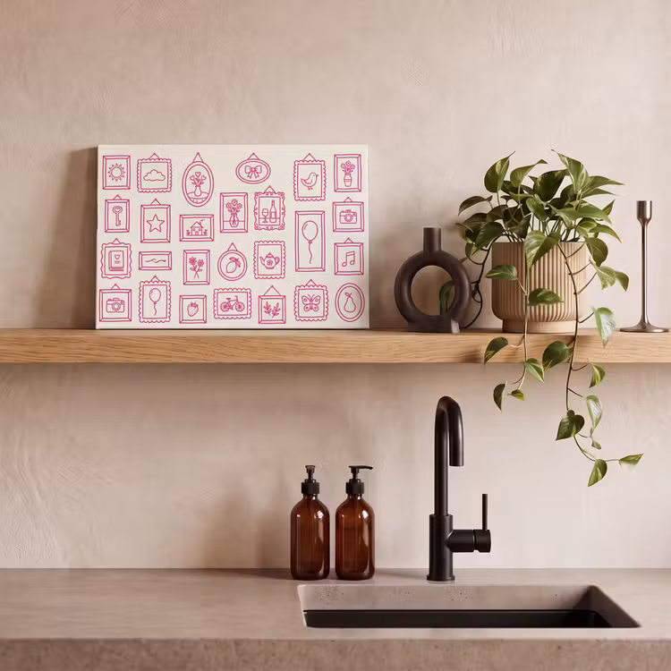 Illustratie - Collectie - Kunst - Minimalistisch - Roze canvas 2cm klein -sfeer3