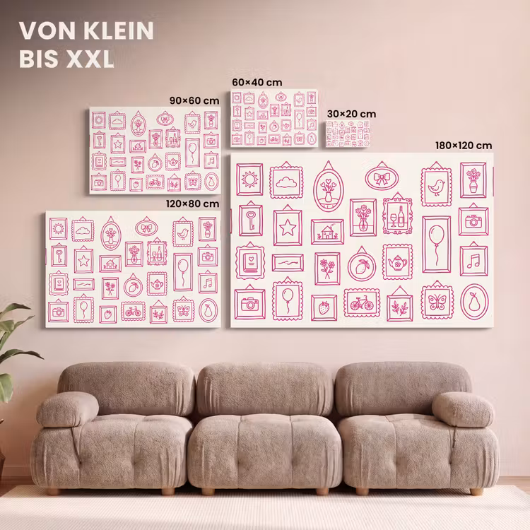 Illustratie - Collectie - Kunst - Minimalistisch - Roze canvas 2cm klein -Xsfeer8_DE