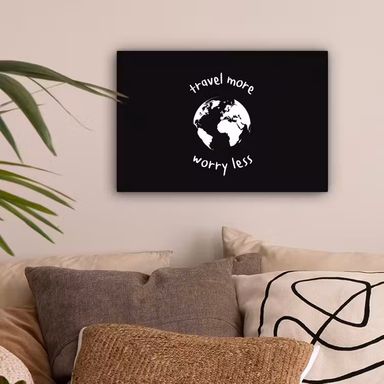 Illustratie - Zwart - Planeet - Quote canvas 2cm klein -sfeer1