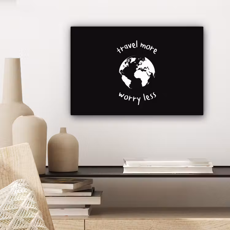 Illustratie - Zwart - Planeet - Quote canvas 2cm klein -sfeer6