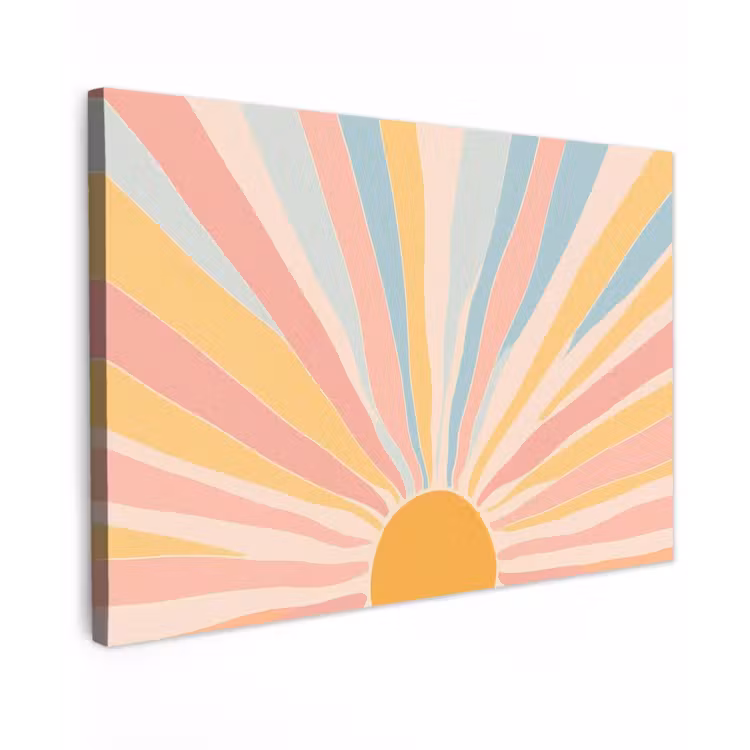 Illustratie - Zon - Pastelkleuren canvas 2cm klein -z3d