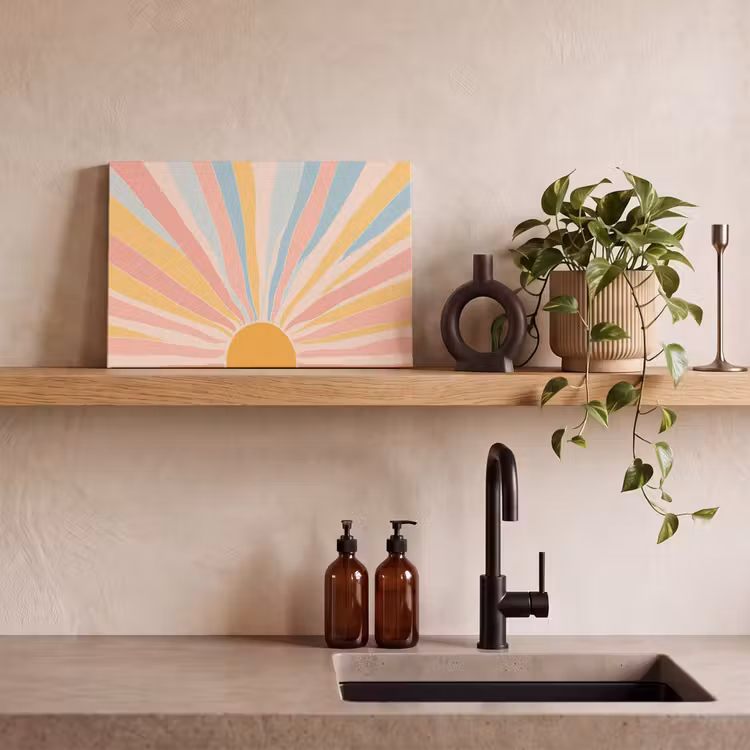 Illustratie - Zon - Pastelkleuren canvas 2cm klein -sfeer6