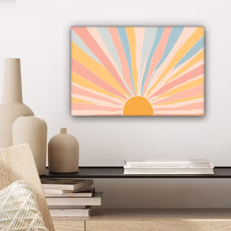 Illustratie - Zon - Pastelkleuren canvas 2cm klein -closeup_print_DE