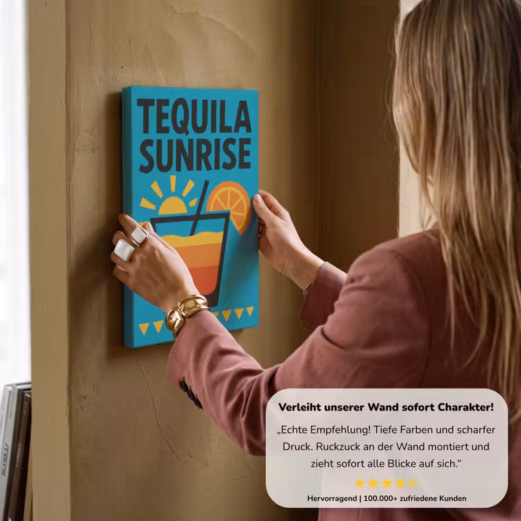 Illustratie - Tequila - Glas - Blauw canvas 2cm klein -sfeer3