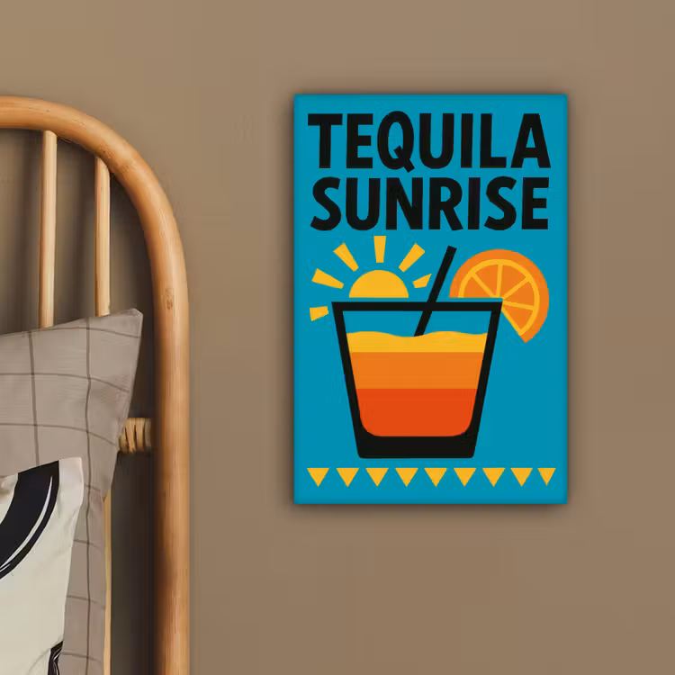 Illustratie - Tequila - Glas - Blauw canvas 2cm klein -sfeer6