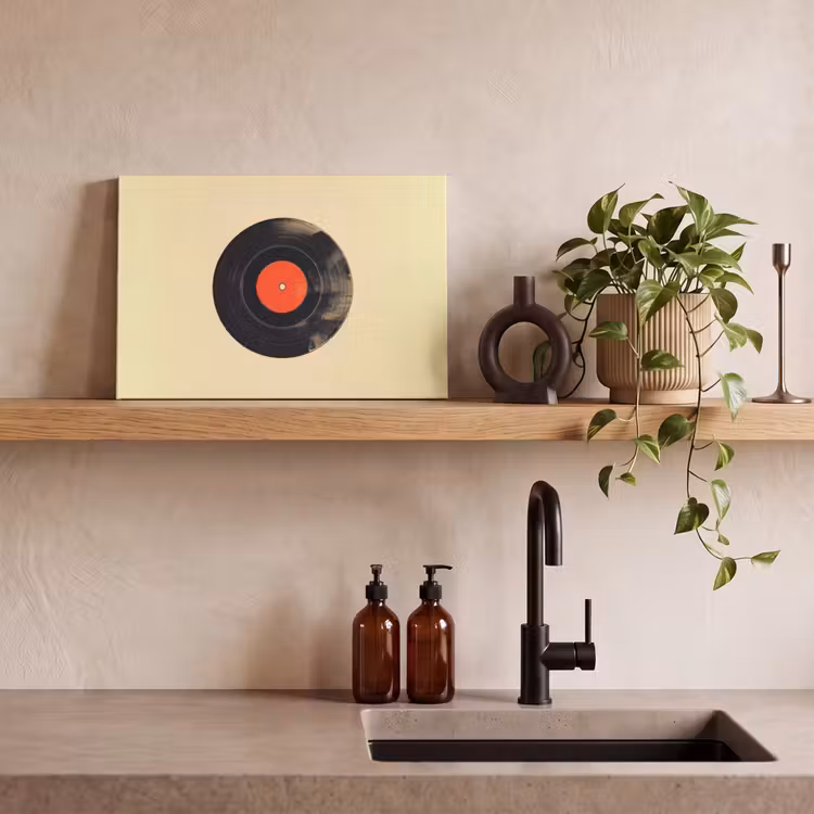 Illustratie - Vinylplaat - Beige - Vintage canvas 2cm klein -sfeer3
