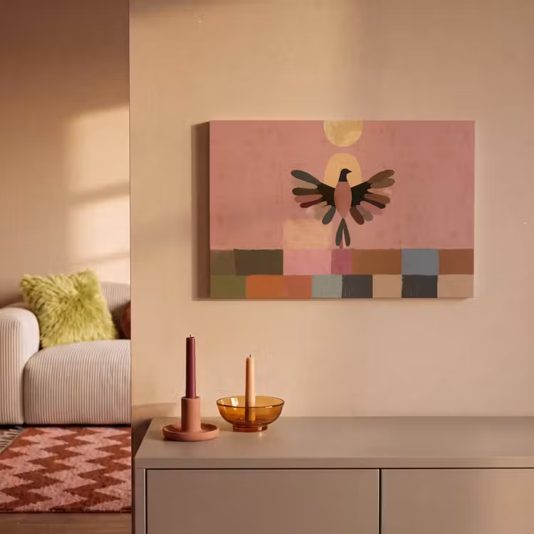 Illustratie - Vogel - Vlakken - Kleurrijk canvas 2cm klein -sfeer1