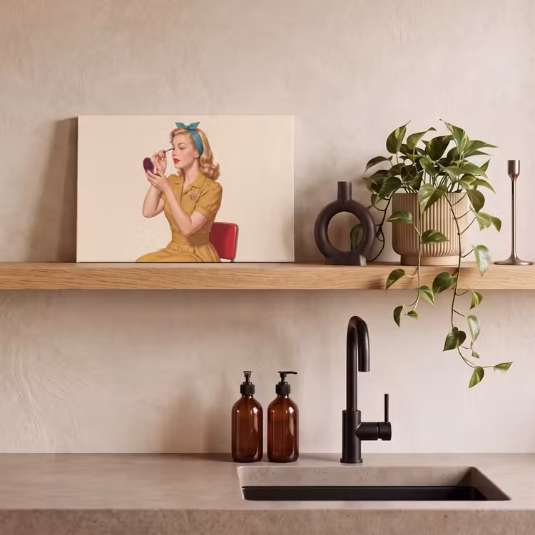 Illustratie - Mascara - Vrouw - Geel canvas 2cm klein -sfeer3