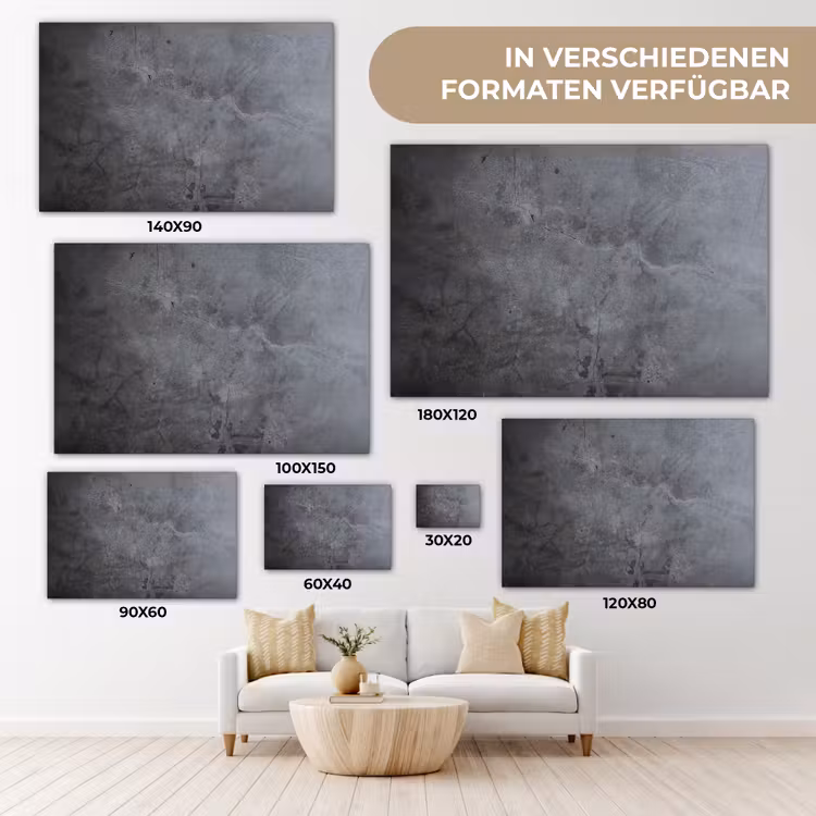 Industrieel - Beton - Grijs - Leisteen - Retro canvas 2cm klein -Xsfeer8_DE