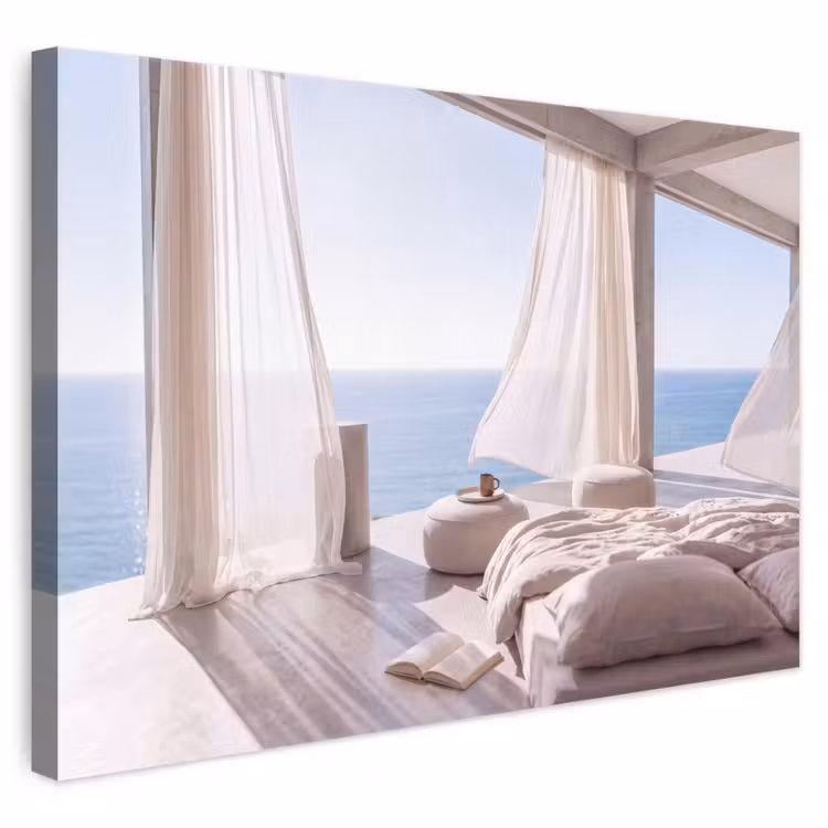 Interieur - Zeezicht - Modern - Rust - Beige canvas 2cm klein -3d