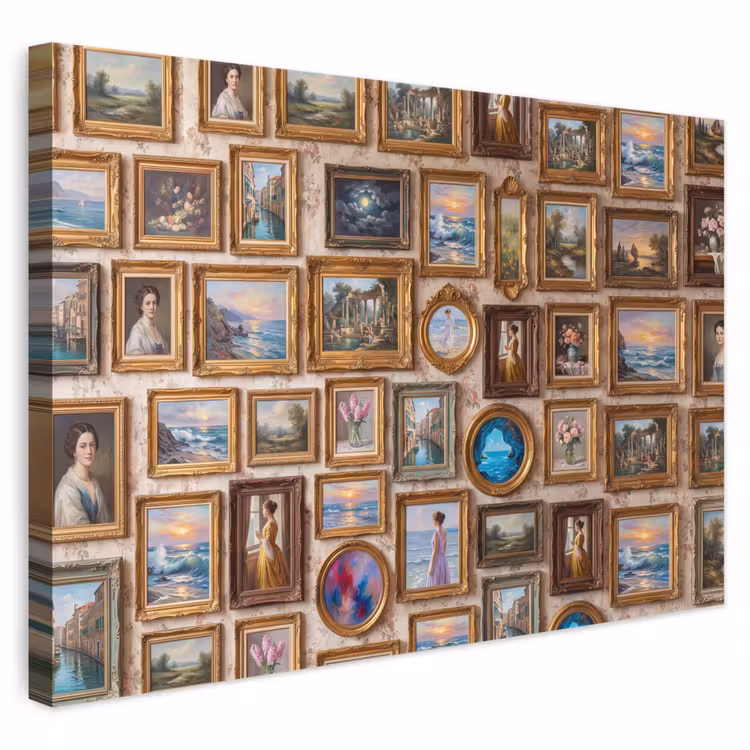 Interieur - Kunst - Collectie - Klassiek - Goud canvas 2cm klein -3d