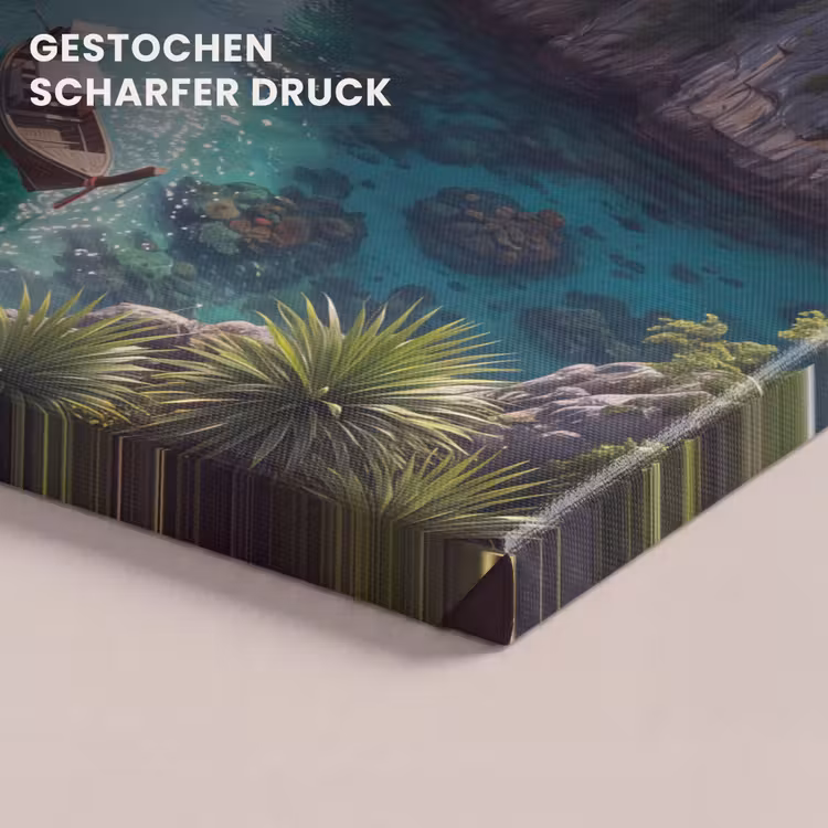 Eiland - Tropisch - Water - Palmbomen - Natuur canvas 2cm klein -closeup_print_DE