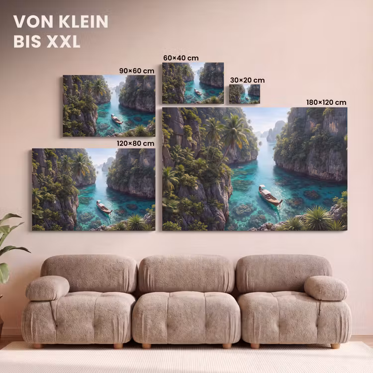 Eiland - Tropisch - Water - Palmbomen - Natuur canvas 2cm klein -Xsfeer8_DE