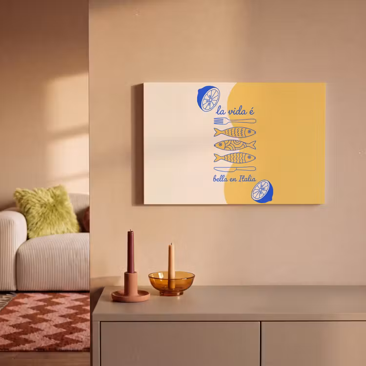 Italië - Eten - Citroen - Vis - Grafisch canvas 2cm klein -sfeer1