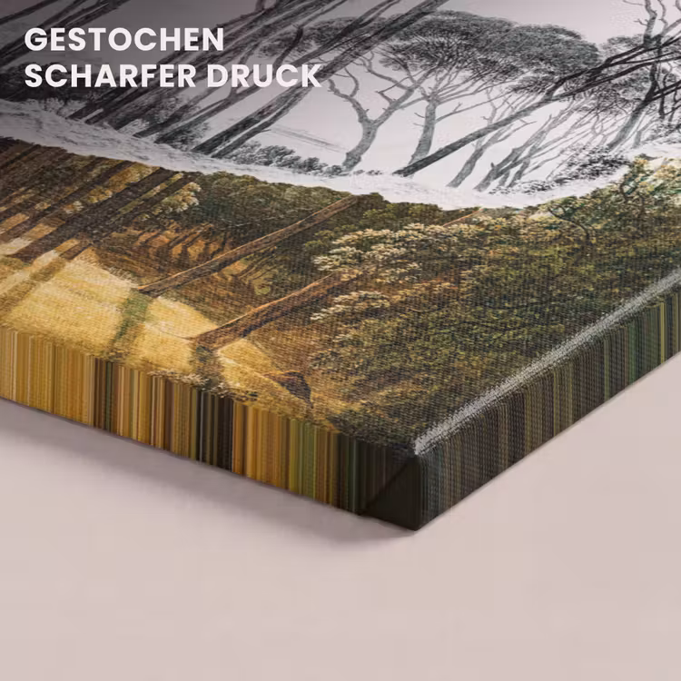 Italiaans landschap parasoldennen - Kunst - Hendrik Voogd - Schilderij - Zwart wit - Oude meesters canvas 2cm klein -closeup_print_DE