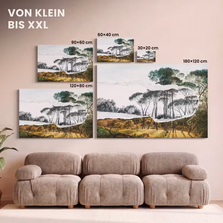 Italiaans landschap parasoldennen - Kunst - Hendrik Voogd - Schilderij - Zwart wit - Oude meesters canvas 2cm klein -Xsfeer8_DE