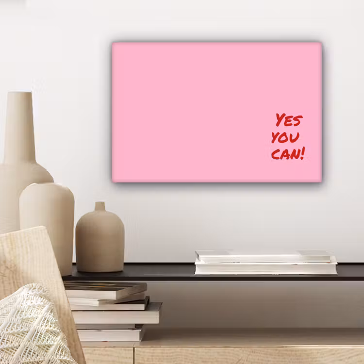 Yes you can do it - Rood - Roze canvas 2cm klein -uniquesellingpoint_afwerking-onlywow_DE