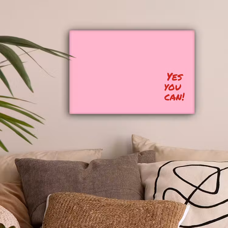 Yes you can do it - Rood - Roze canvas 2cm klein -sfeer1
