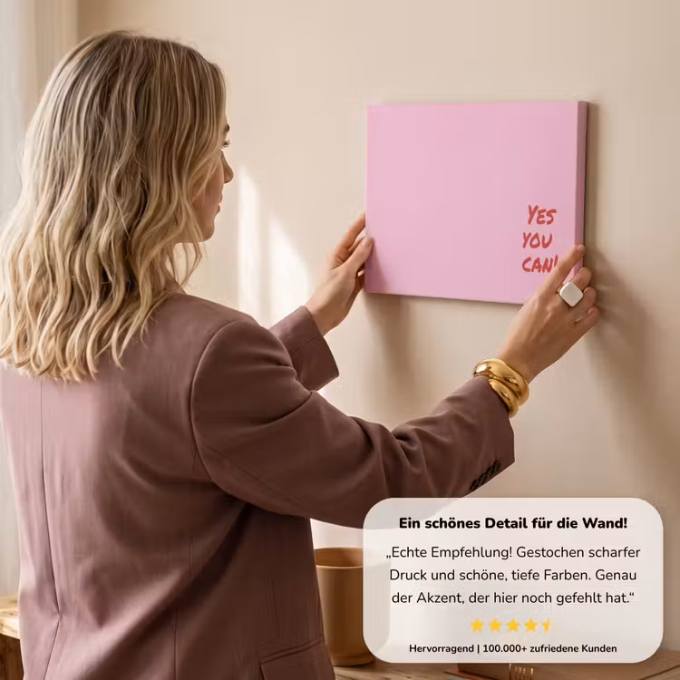 Yes you can do it - Rood - Roze canvas 2cm klein -sfeer3