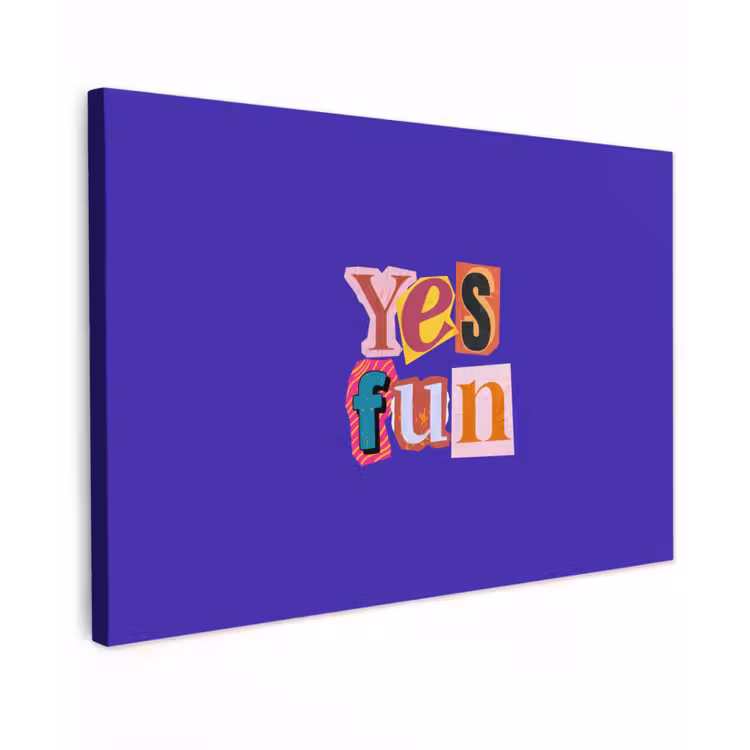 Yes fun - Kleurrijk - Collage-stijl canvas 2cm klein -z3d