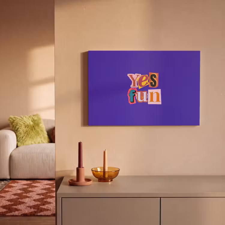 Yes fun - Kleurrijk - Collage-stijl canvas 2cm klein -sfeer1