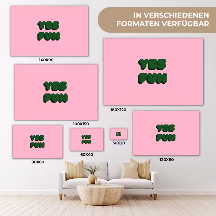 Yes fun - Groen - Roze canvas 2cm klein -Xsfeer8_DE