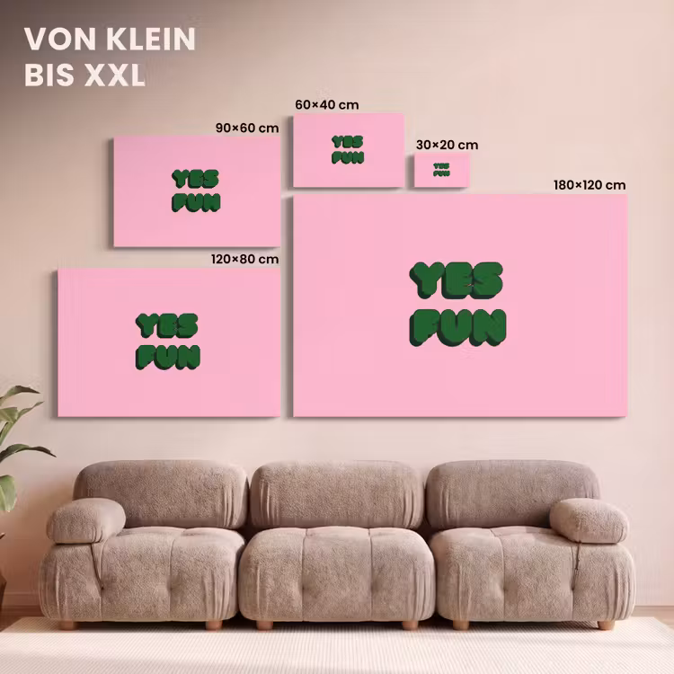 Yes fun - Groen - Roze canvas 2cm klein -Xsfeer8_DE