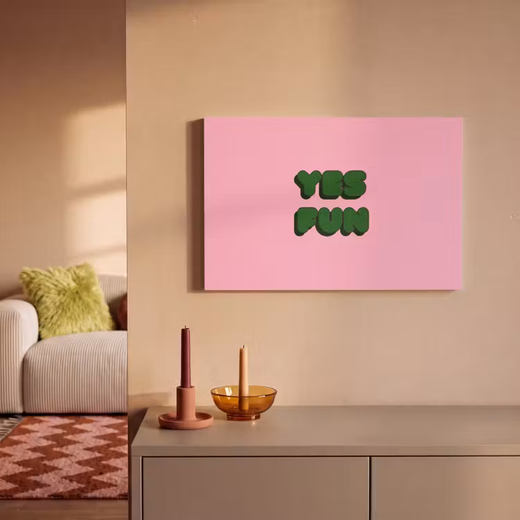 Yes fun - Groen - Roze canvas 2cm klein -sfeer1
