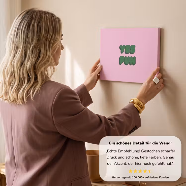 Yes fun - Groen - Roze canvas 2cm klein -Xsfeer7_DE