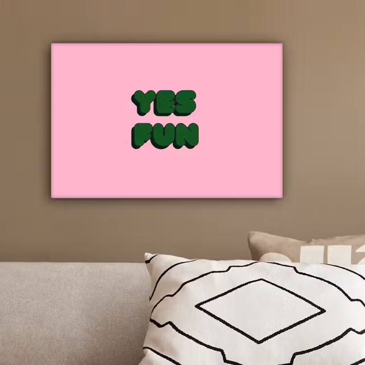Yes fun - Groen - Roze canvas 2cm klein -sfeer3