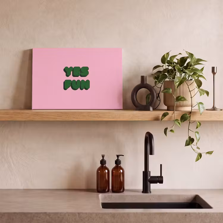 Yes fun - Groen - Roze canvas 2cm klein -sfeer3