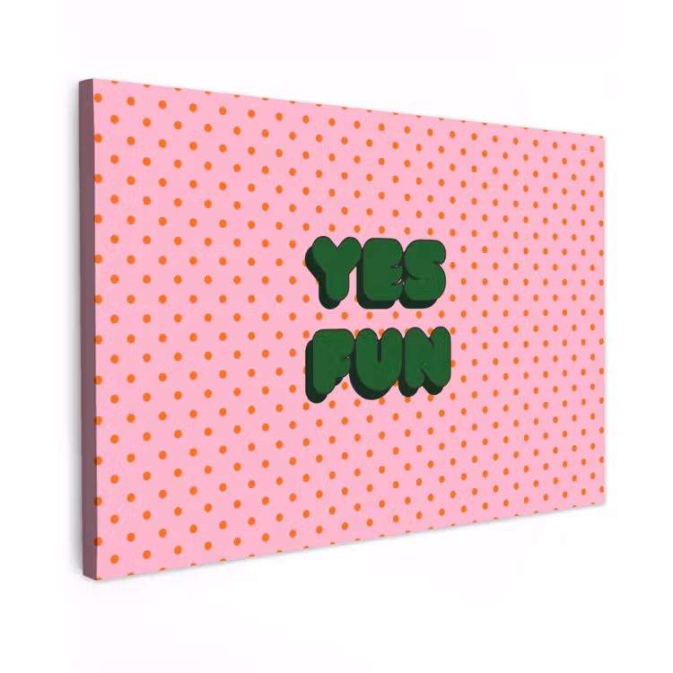 Yes fun - Groen - Roze - Stippen canvas 2cm klein -z3d