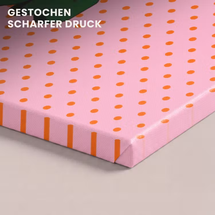 Yes fun - Groen - Roze - Stippen canvas 2cm klein -closeup_print_DE