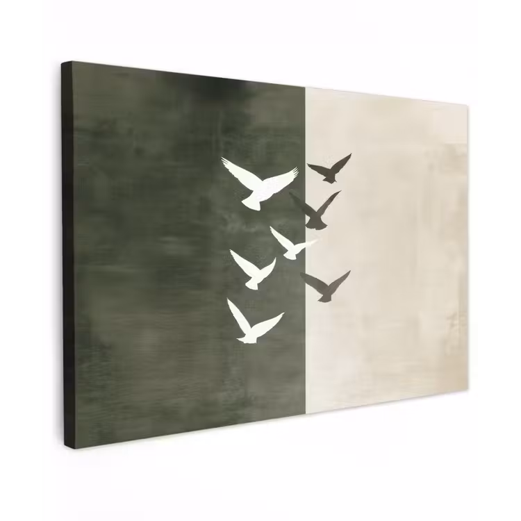 Japandi - Vogel - Groen canvas 2cm klein -z3d