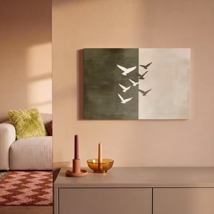 Japandi - Vogel - Groen canvas 2cm klein -sfeer1
