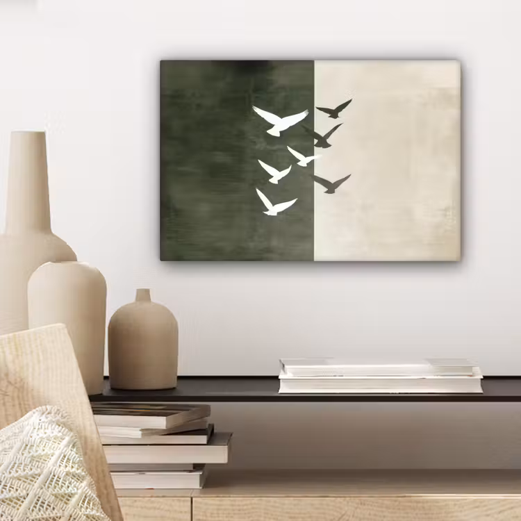 Japandi - Vogel - Groen canvas 2cm klein -closeup_print_DE