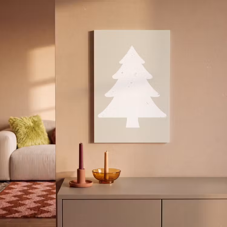 Japandi - Kerstboom - Beige - Kerstversiering canvas 2cm klein -sfeer1