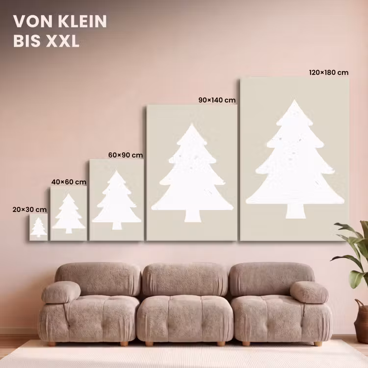 Japandi - Kerstboom - Beige - Kerstversiering canvas 2cm klein -Xsfeer8_DE