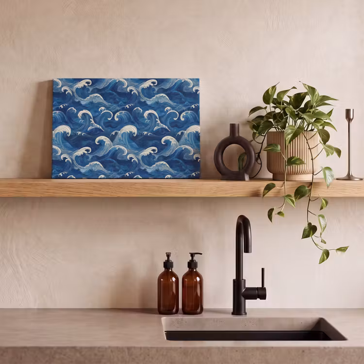 Japans - Oceaan - Golven - Blauw canvas 2cm klein 34 -sfeer3