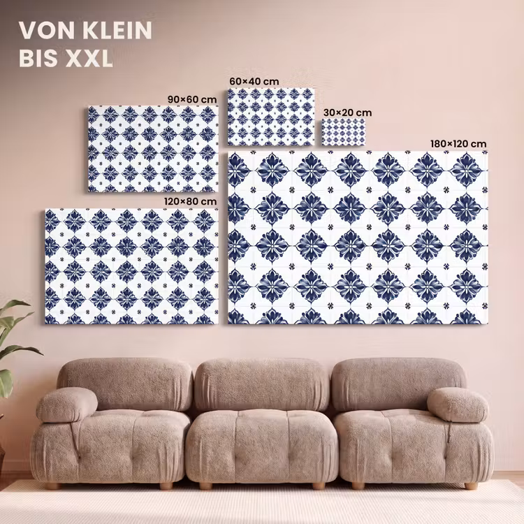 Tegelmotief - Blauw - Wit - Bloem canvas 2cm klein 34 -Xsfeer8_DE